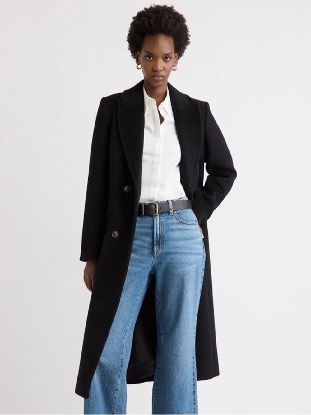 RW&CO. Long Tailored Coat – Black – Size Medium